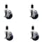 Service Caster 3.5'' SS Solid Poly Swivel 1-1/2'' Expanding Stem Caster Set with Brake, 4PK SCC-SSEX20S3514-SPUS-TLB-112-4 - alternate 1